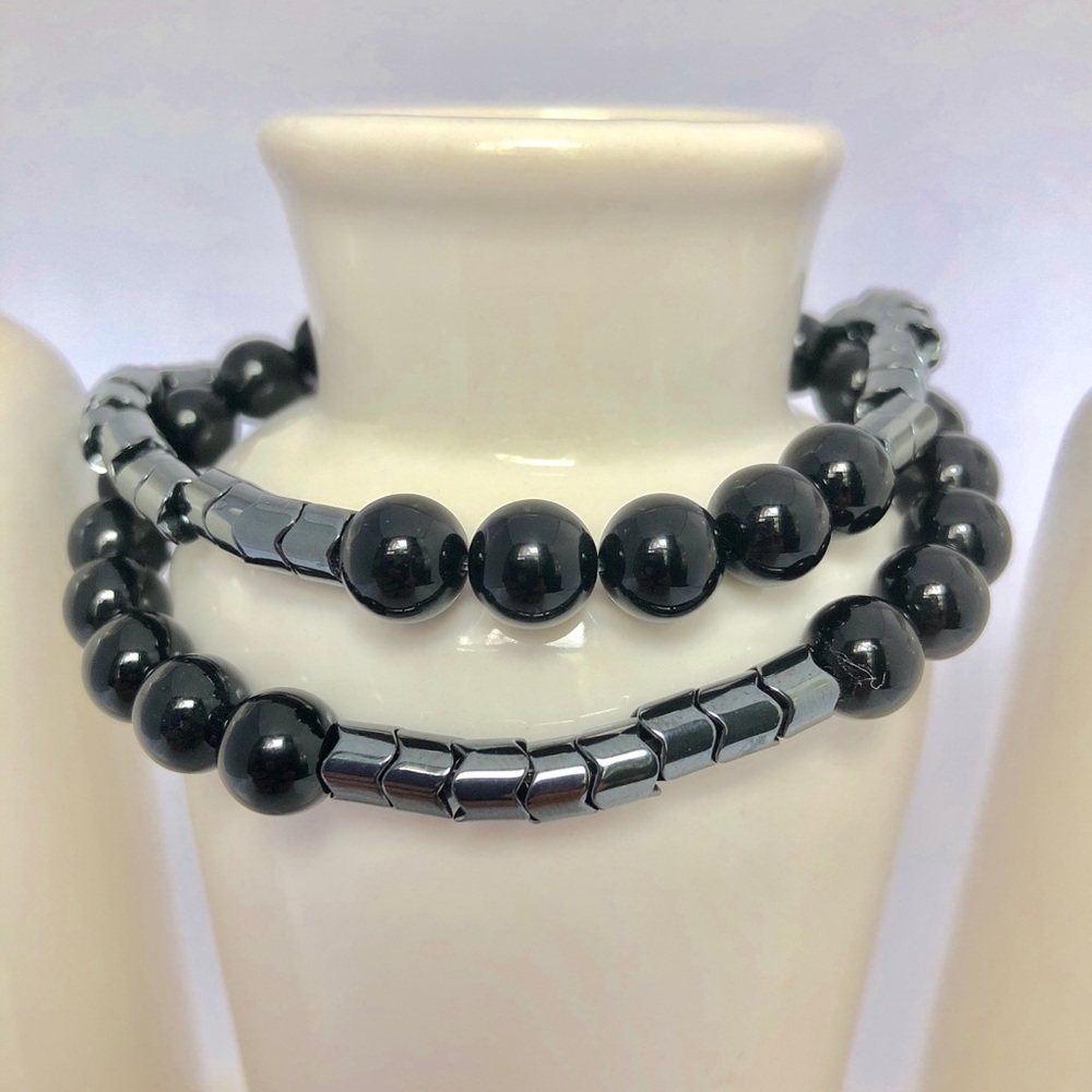 Mens Onyx & Hematite Beaded Bracelets